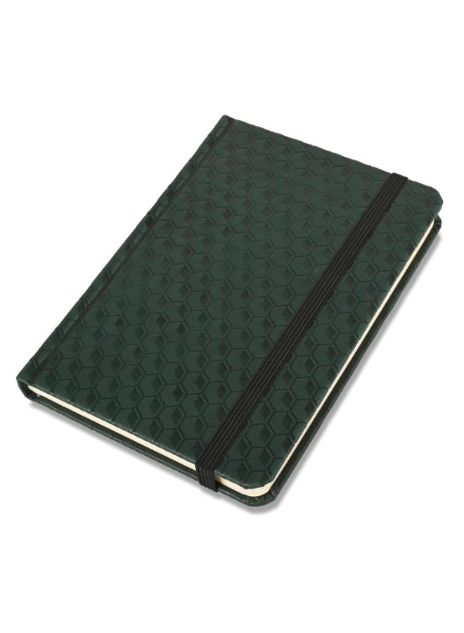 FIS® Executive Notebook, Italian PU Materials, A6 Size(105x148mm,) Round Corners, 96 Sheets, Single Ruled, 70gsm Italian Ivory Paper with Elastic Band Closure, 1 Piece, Green Color-FSNBEXA6GRD3 - Image 1